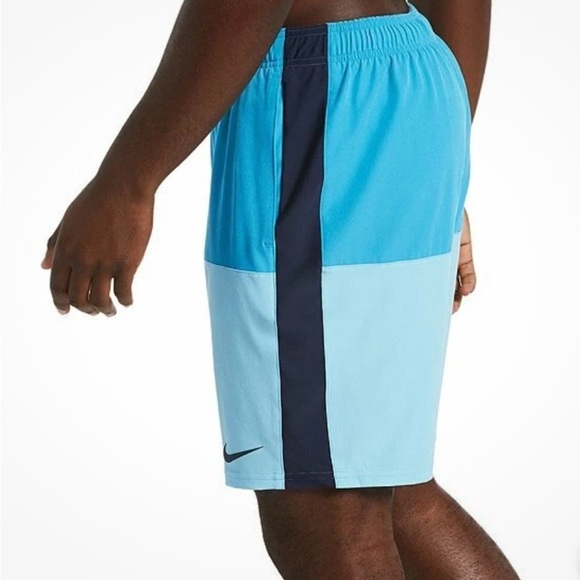 NWT $58 NIKE L SPLIT VOLLEY 8.5" SWIM SHORTS TRUNKS Lt Blue Fury NESS9446 430 - Picture 4 of 16